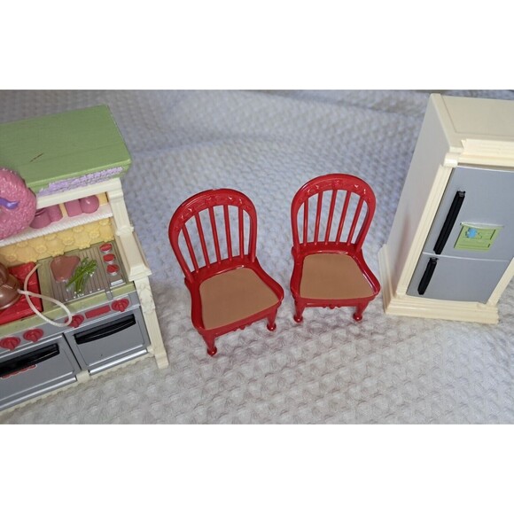Vintage Fisher Price My Loving Family Dollhouse Chairs Stove Refrigerator Lot - Picture 3 of 16